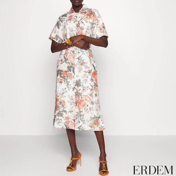 ERDEM **NWT** Mayra Floral Shirtdress in White Floral Multi - Picture 7 of 14